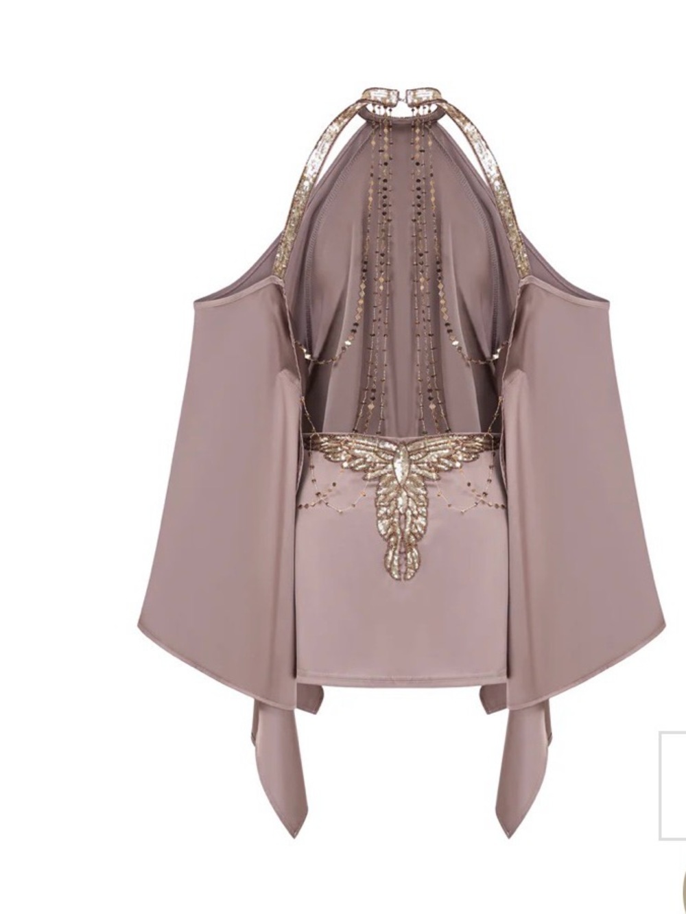 Jimena Brown Cold Shoulder Embellished Mini Dress - Picture 4 of 9